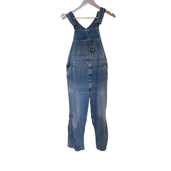 OSHKOSH B'Gosh Bib Overalls Blue Carpenter Made in USA Vestbak Denim Mens 38x28